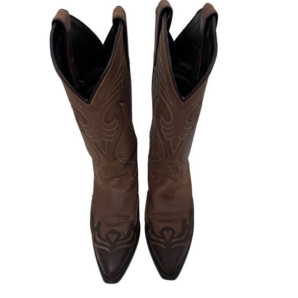 Laredo Womens Brown Leather Vintage Western Cowgirl Boots US 7.5M Pull On USA - Picture 9 of 11